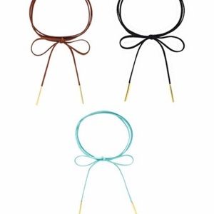 4/$20 Turquoise Suede Wrap Necklace/gold detail